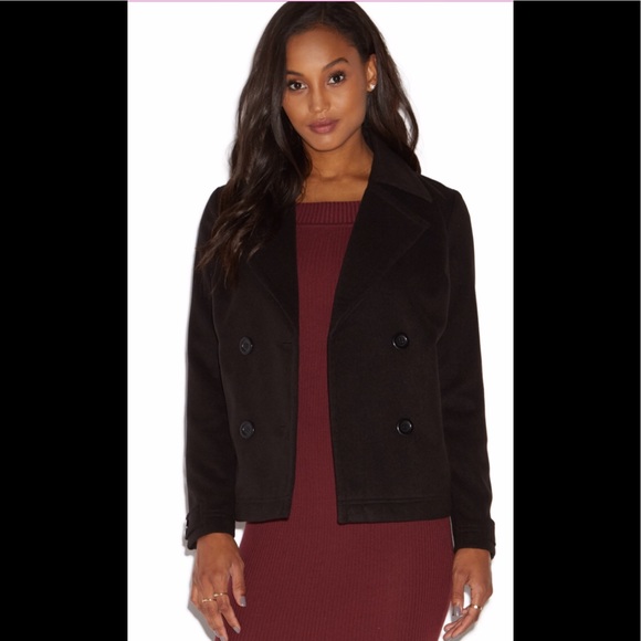 NWT Just Fab Classic Pea Coat in Black Size Medium - Picture 9 of 13